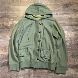 Merona green zip up sweater with buttons - size L